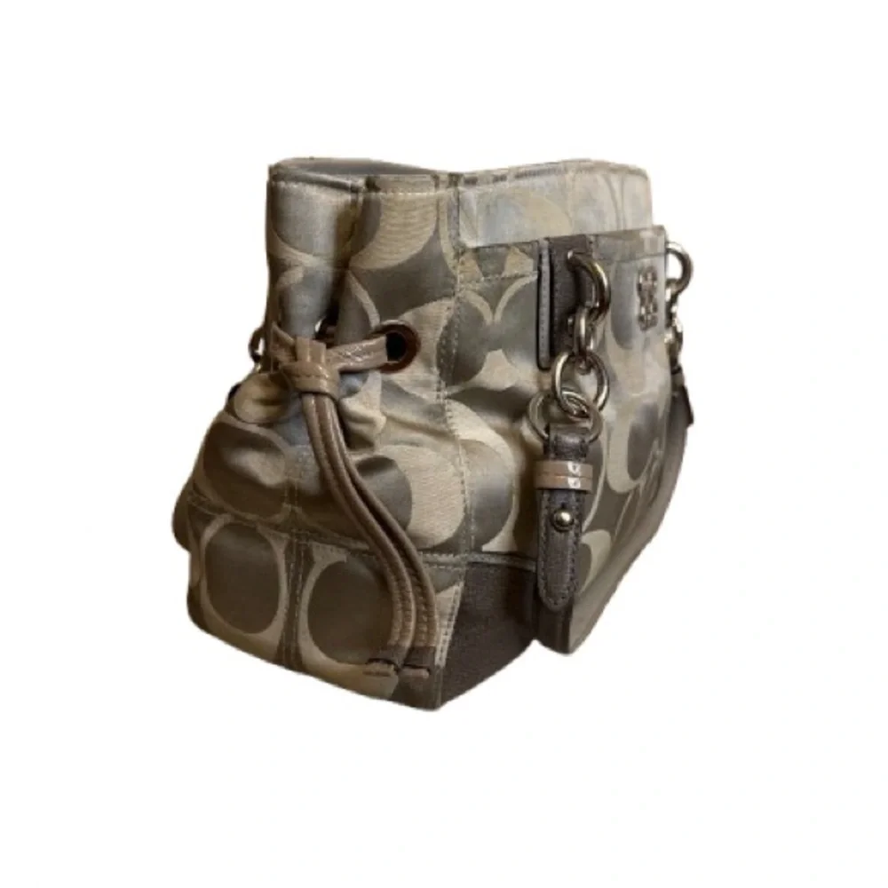 Coach Colette 16475 Signature Sateen Carryall Taupe Brown Tote